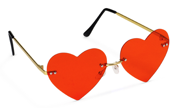 Partydeco Okr28, Disco-Brille, Schwarz, Gold, Rot, Einfarbig, Herz (Form), 135 Mm, 130 Mm