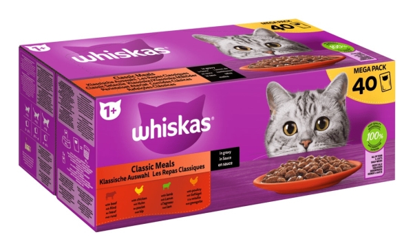 Whiskas klassiske portioner i sauce mix til kat 40x85g
