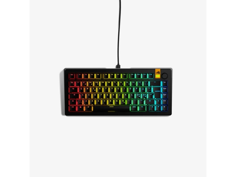 Glorious Gaming GLO-KB-GMMK3-75-PB-HE-W-BLK-ND, Ledningsført, USB, Mekanisk, QWERTY, RGB LED, Sort