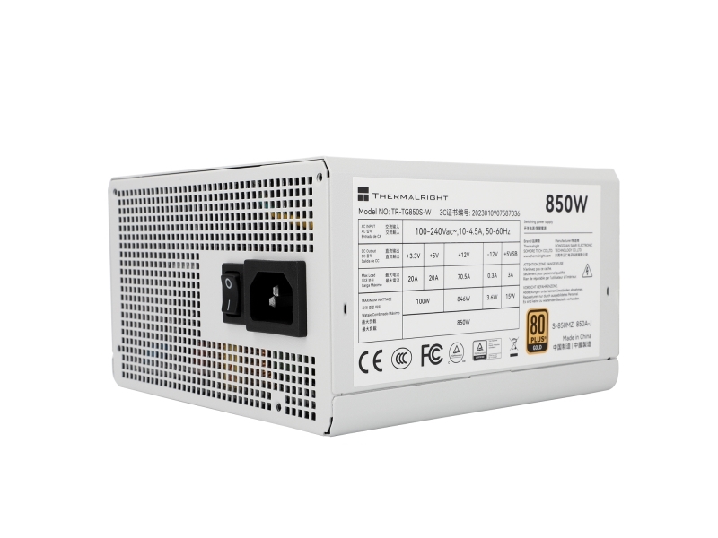 Thermalright Tg-850S-W, 850 W, 100 - 240 V, 50/60 Hz, 4.5 - 10 A, 4,5 A, 10 A