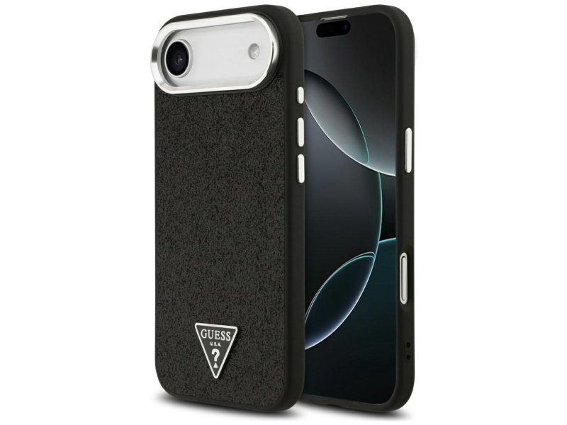 Guess Glitter Triangle Logo Magsafe Case Für Iphone 17 Air - Schwarz
