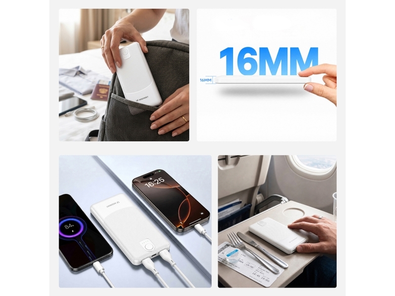 Powerbank Wozinsky Wpower Wpbbk-3 10000 Mah 10W 2X Usb-A 2A - Hvid