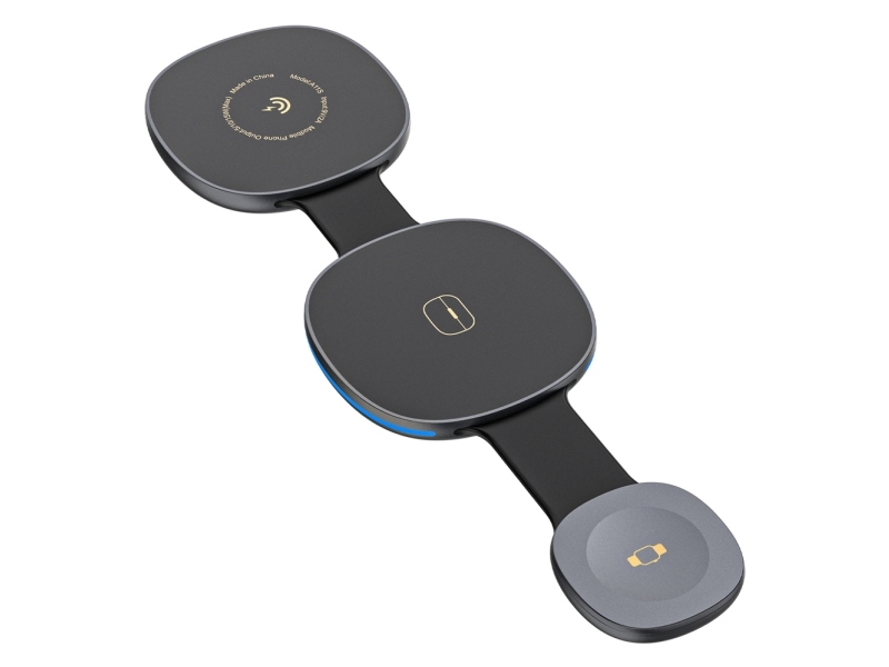 Dudao A11S 3-in-1 Wireless Charger Compatible with MagSafe Smartphone Smartwatch Headphones - Black