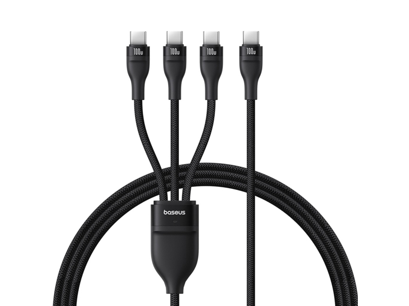 Baseus Flash Series 3 100W 3In1 Usb-C-Kabel - 3X Usb-C - 1,5 M - Schwarz