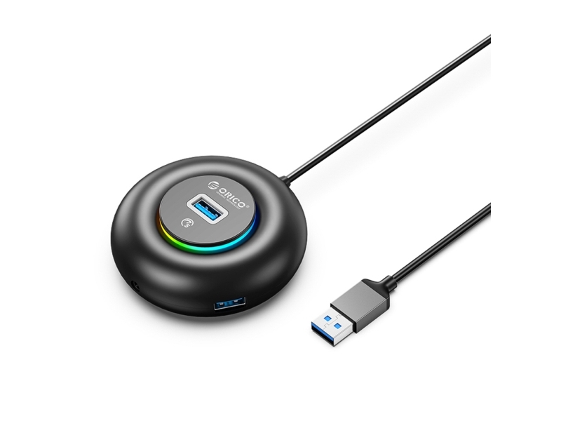 Usb-Hub Orico Yxr4-U3 Rgb 4 Porte Usb-A 3.0 Med Lyd/Mikrofon-Port 0,3 M - Sort