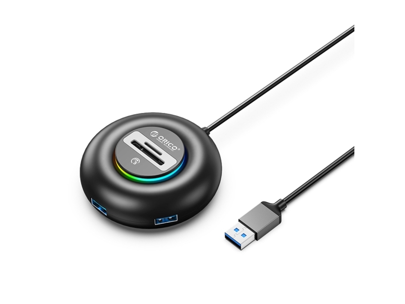 Usb-Hub Orico Yxr5-U3 Rgb 4-Port Usb-A 3.0 + Sd/Microsd | 0,3 M | Sort