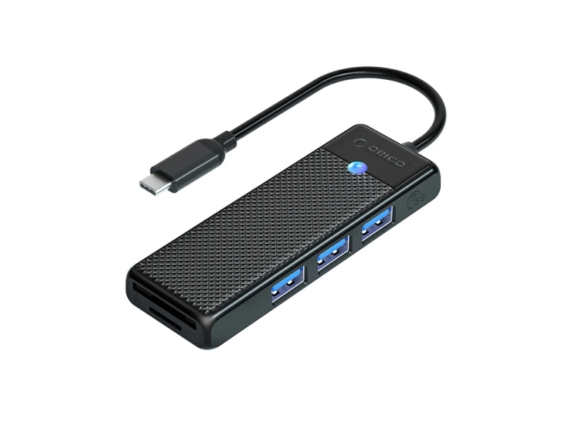 Usb-Hub Orico Papw3at-U3 4 Porte 3X Usb-A 3.0 Med Microsd/Sd-Kortlæser 1,8 M - Sort