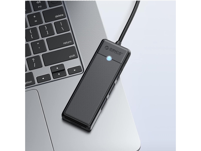 Usb-Hub Orico Papw3at-C3 4-Ports 3X Usb-A 3.0 Med Microsd/Sd-Kortlæser 1 M - Sort