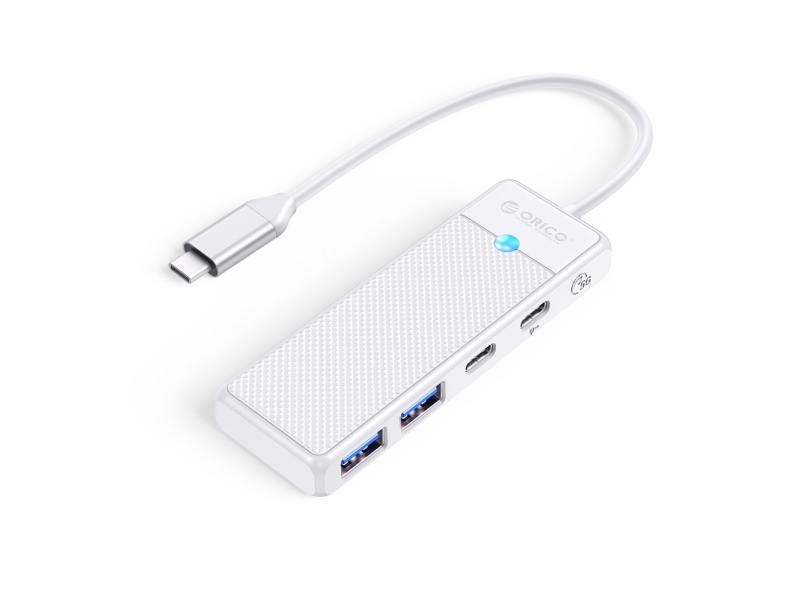Usb-Hub Orico Papw2ac-C3, 4-Port, 2X Usb-A 3.0 + 1X Usb-C 3.0 Mit Usb-C Pd-Ladefunktion 100 W, 0,15 M, Weiß