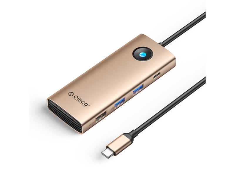 Orico Usb-C Dockingstation Pw11 8-In-1 (Pd 100 W, Hdmi 4K 60Hz, Rj45) - Rosa/Gold