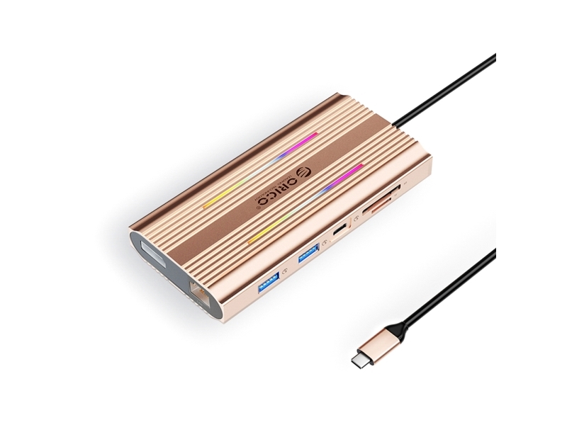 Orico Xdr 12-I-1 Usb-C-Dockingstation / Replikator Rgb: Usb-A, Usb-C, 2X Hdmi 4K 60 Hz, Displayport 4K 60 Hz, Rj45 Gigabit, Pd 100 W, Sd/Microsd
