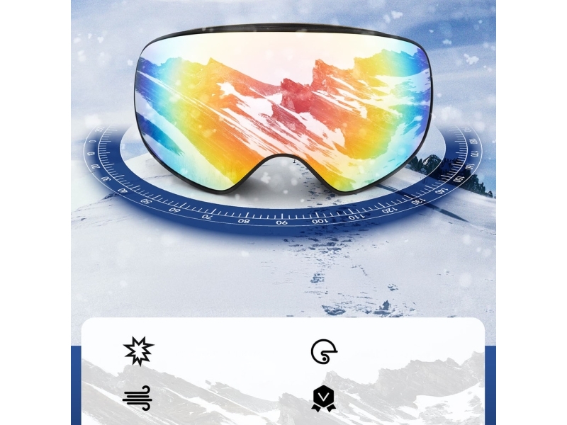 Rockbros Skibrille Rockbros Sp284 - Matte Weiße Fassung, Graue Pc-Scheibe Mit Rosa Spiegel Cherry Blossom, Kinder