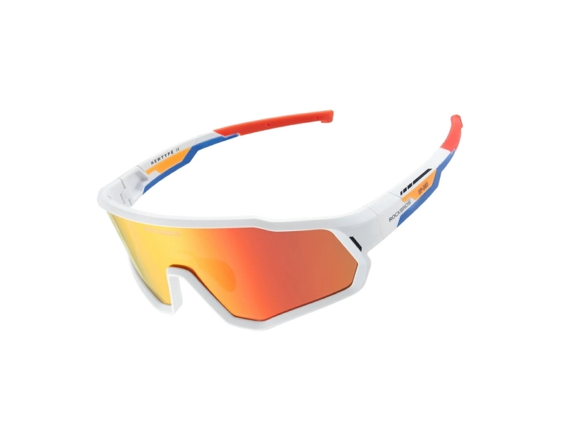 Radbrille Rockbros Sp383 Shining Warrior Mattes Weißes Gestell Polarisierte Rote Gläser