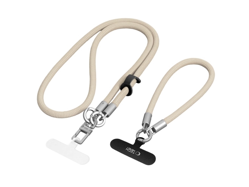 Tech-Protect C10s Handykordel (114 Cm) + Handgelenkriemen (31 Cm) - Beige Titanium