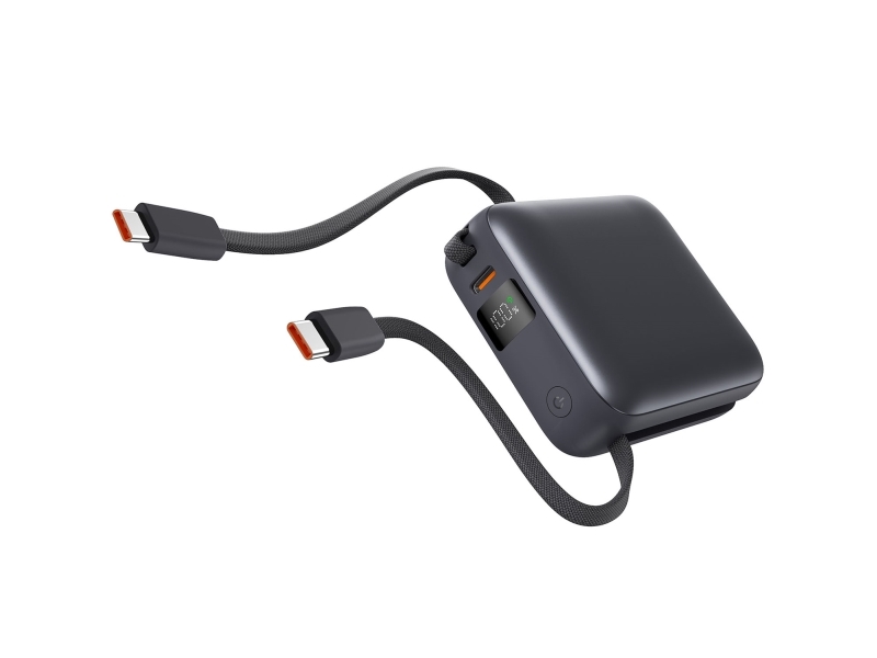 Powerbank 10.000 Mah 22,5W Pd Mit Integriertem Kabel Schwarz