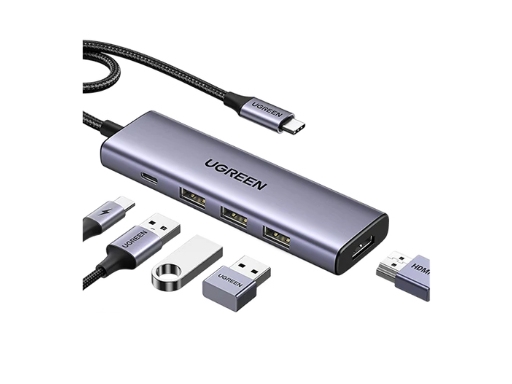 Ugreen Cm511 Usb-C Hub, Hdmi 4K 60Hz, 3X Usb 3.0 5Gbps, Pd 100W (Silber)