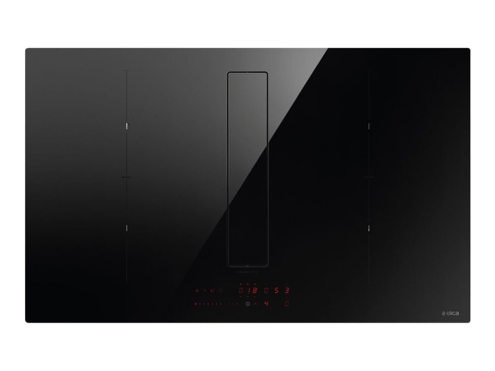 Elica NikolaTesla FIT XL BL/A/83 - Induktions kogeplade - 4 plader - Niche - bredde: 75 cm - dybde: 49 cm - Klasse A - sort med nedtræksudstødning (ekstraktion og recirkulation med ekstra recikuleringssæt)