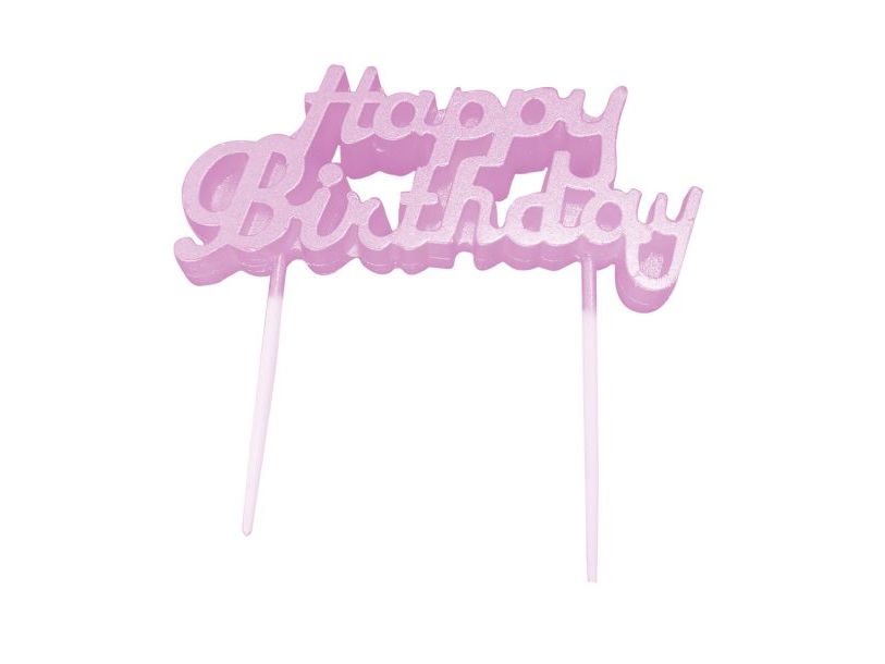 Rosa „Happy Birthday“-Kuchenkerze