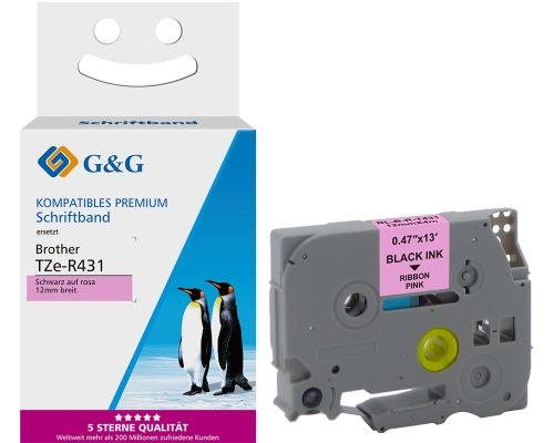 G&Ampg 18768, Sort På Lyserød, Kontinuerlig Etiket, Tze, Grå, Brother, Brother Ptouch 1010, Brother Ptouch 1280, Brother Ptouch 1750, Brother Ptouch