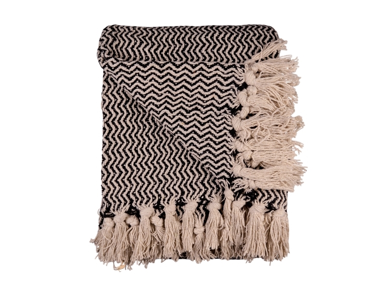 Det Gamle Apotek Plaid, B130xL180cm,Sort,100% Bomuld, OEKO-TEX