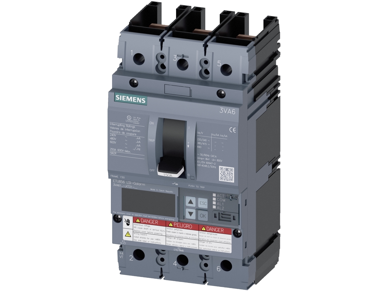 Siemens Mccb_Ul_Bg150_3P_200Ka_Etu856_ Lsi, Ip40