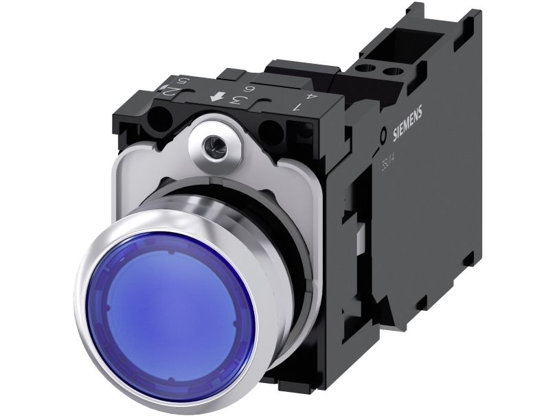 Drucktaster Licht 22Mm Rund Mit Hoher Blauer 1No Fl