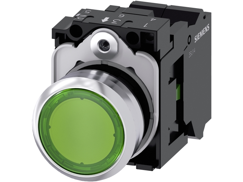 Drucktaster Licht 22Mm Rund Mit Hoher Grüner 1No Feder