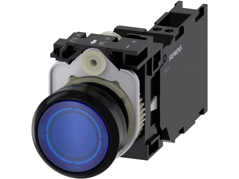 Drucktaster Licht 22Mm Rund Pla Blau 1No1 230V