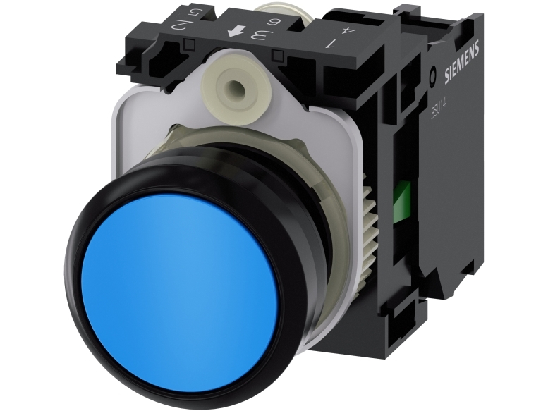 Siemens 3SU11000AB501BA0 3SU1100-0AB50-1BA0 Trykknap Frontring plastic, Betjeningsknap flad Blå 1 stk
