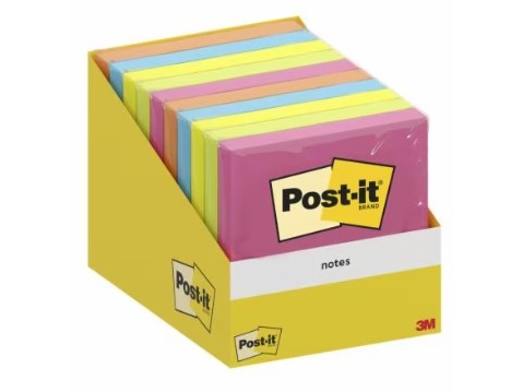 Post-It 6820-COL-W10, Firkant, Forskellige farver, Papir, 76 mm, 76 mm, 100 ark