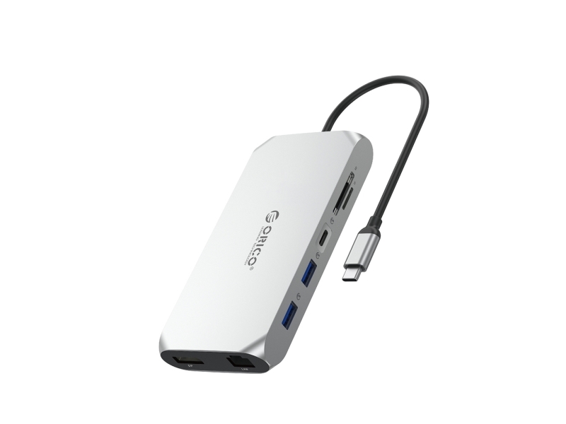 Orico Usb-C 12-In-1 | Usb-A 3.1 | Usb-A 2.0 | 1X Usb-C Pd 100 W | Usb-C 3.1 | 2X Hdmi 2.0 4K 60 Hz | Dp 1.4 4K 60 Hz | Sd 3.0/Microsd 3.0 | Rj45 Giga