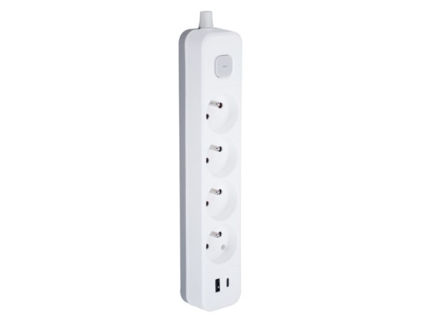 Montis Verlängerungskabel Elektrisch Weißgrau 4-Fach Mit Usb 1,5 M Mt186-Wg-1,5