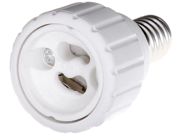 Plastrol adapter E-14 til GU10 keramisk hvid