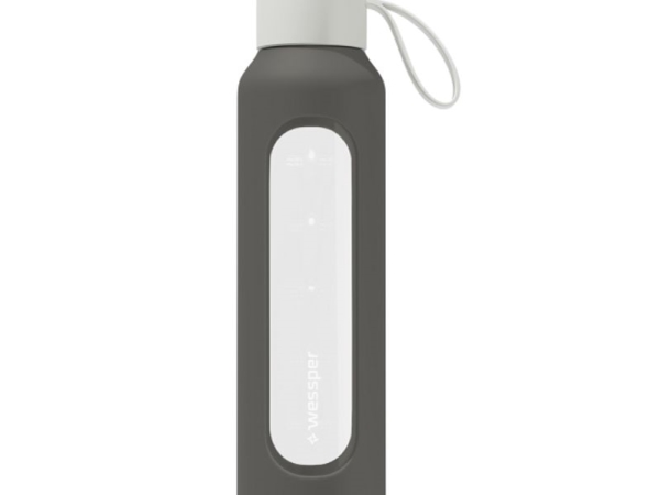 Wessper motivationsglasflaske med måleskala B1 borosilikat grå 500 ml