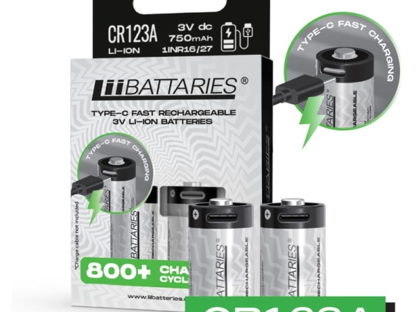 Cr123 Lithiumbatterie Usb-C 750 Mah, 2Er-Pack Cr123a
