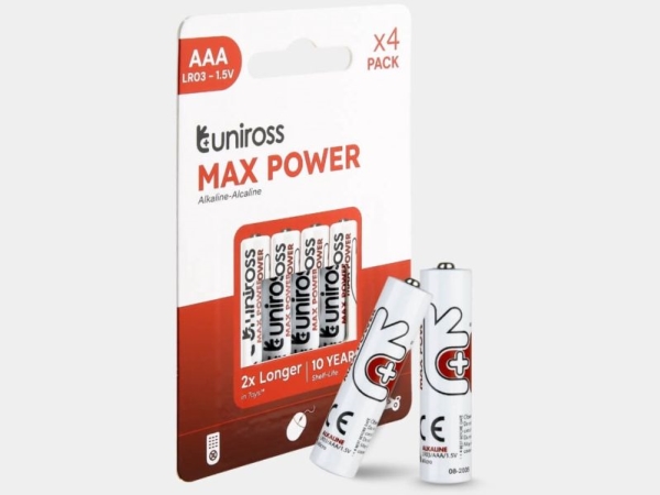 Uniross Max Power Alkaline AAA/LR03 1300mAh, 4 st.