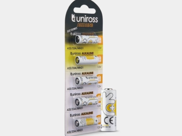 Batterier 12V A23 - Uniross - Micro-alkaline, 5 stk.