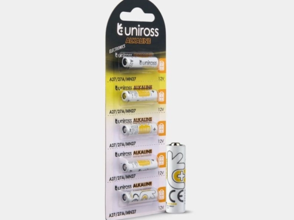 Uniross U5A27, Engangsbatteri, A27, Lithium-Manganese Dioxide (LiMnO2), 12,2 V, 5 stk, 22 mAh