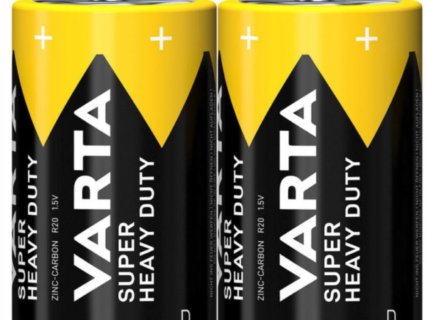 Varta R20 D, D, Zink-carbon, 1,5 V, 2 stk, Flerfarvet, 61,5 mm