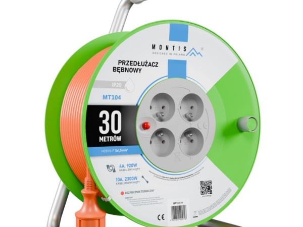 Montis kabelvinda MT104-30 4x2p+Z 16A 3680W 3x1,5 30 m orange
