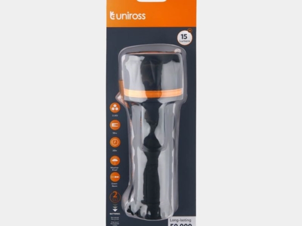 Uniross Heavy-Duty Batterietaschenlampe 15Lm 2×D (Ulfl016)
