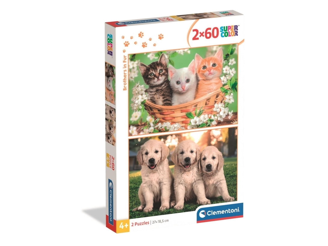 Clementoni Puzzle Supercolor Brothers In Fur 2X60 Teile (24820)
