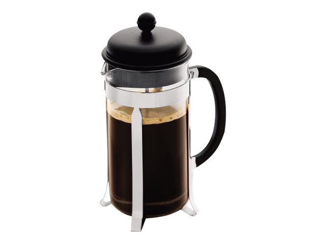 Bodum Caffettiera, 1,8 L, Musta, 8 kuppia, Lasi, Muovi, Ruostumaton teräs, Lasi, Metalli, 106 mm