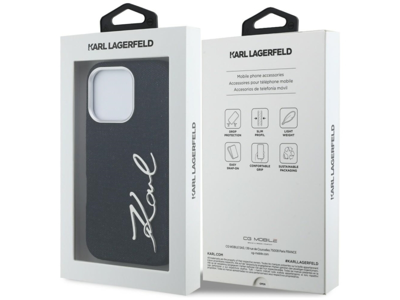 Dėklas Karl Lagerfeld Fw Jeans Signature Logo Iphone 16 Pro Max Case - Juodas