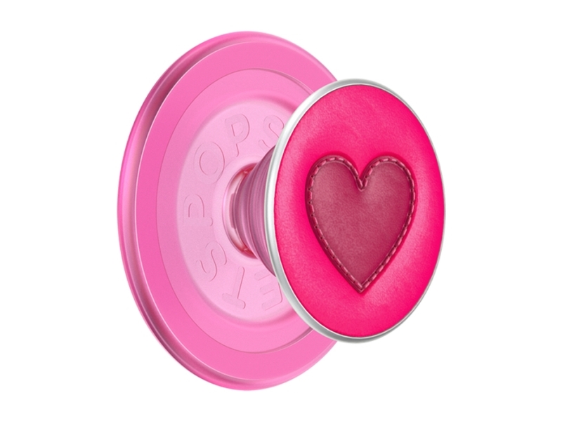 PopSockets Stitched Sweet Heart PopGrip for MagSafe, Grippi, Vaaleanpunainen, 1 kpl, 56,9 mm, 90 mm, 7,12 mm