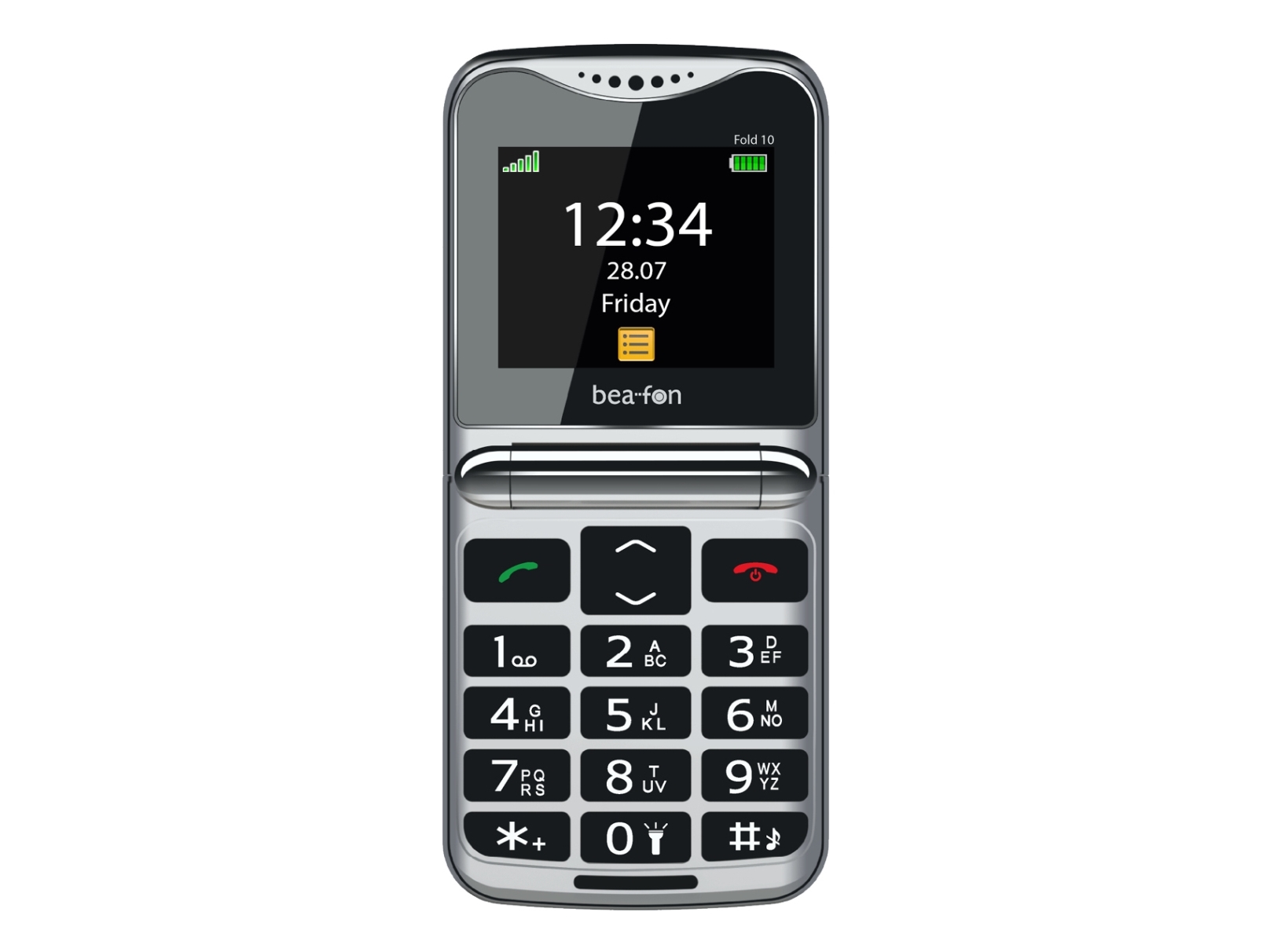 Beafon Fold10, Klappgehäuse, Single Sim, 5,59 Cm (2.2"), Bluetooth, 1000 Mah, Schwarz, Silber