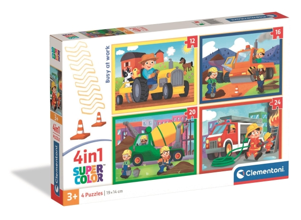 Clementoni Puzzle Supercolor 4In1 Busy At Work - 72 Teile Insgesamt (21741)