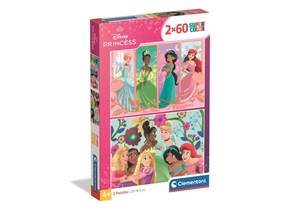 Clementoni Puslespil Disney Princess, 2X60 Brikker