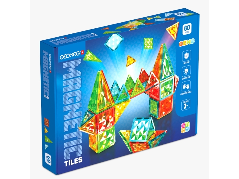 Geomag Magnetic Tiles Gems 60, Byggesæt, 3 År, Plast, Flerfarvet, 60 stk