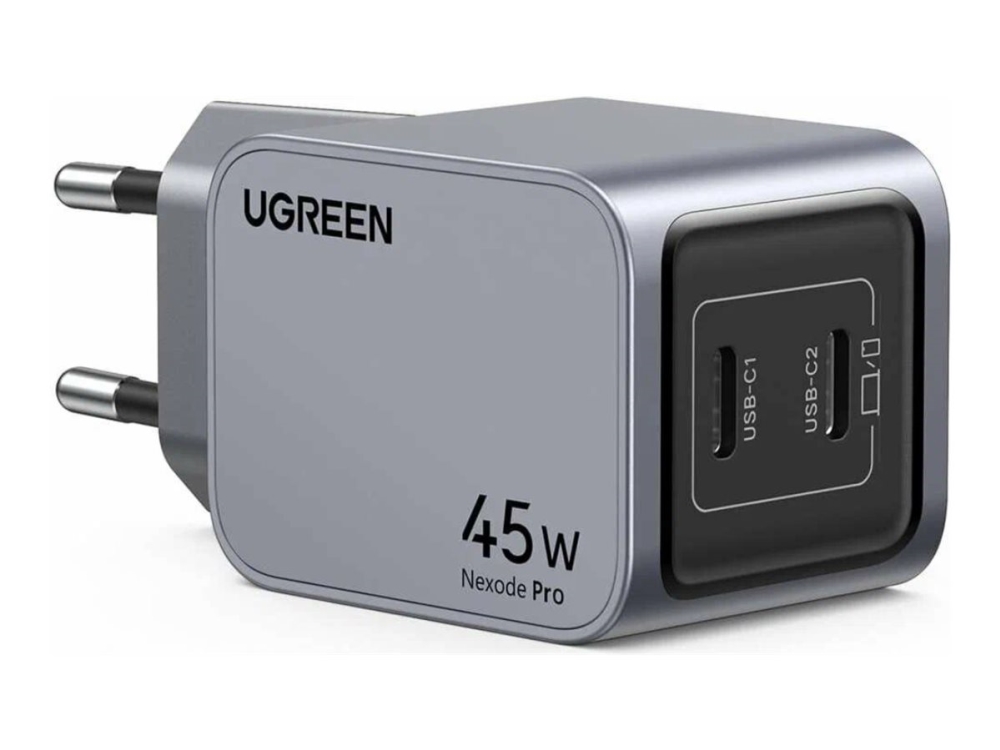 Ugreen Nexode Pro series X707 - Strømforsyningsadapter - GaN - 45 Watt - 2 output-stikforbindelser (2 x USB-C) - grå